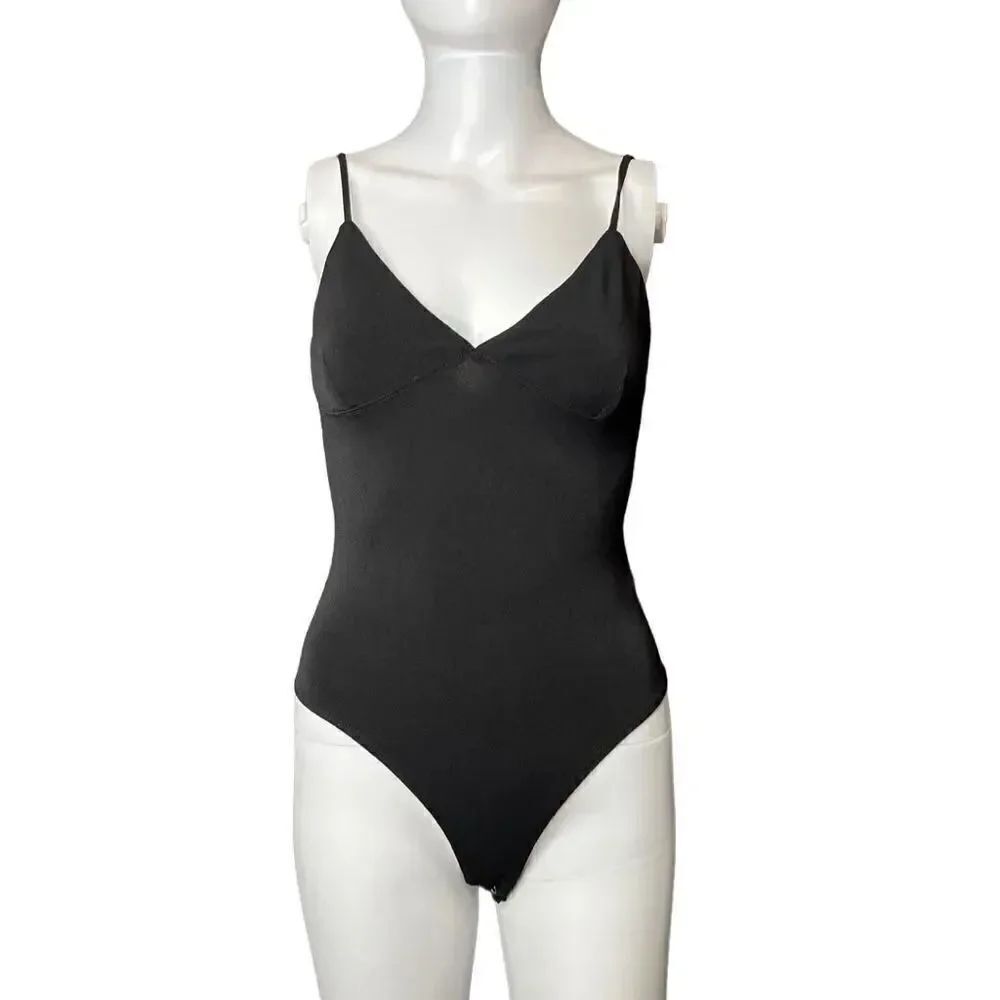 Forever 21 Thong Sweetheart Neckline Bodysuit Black Size Small